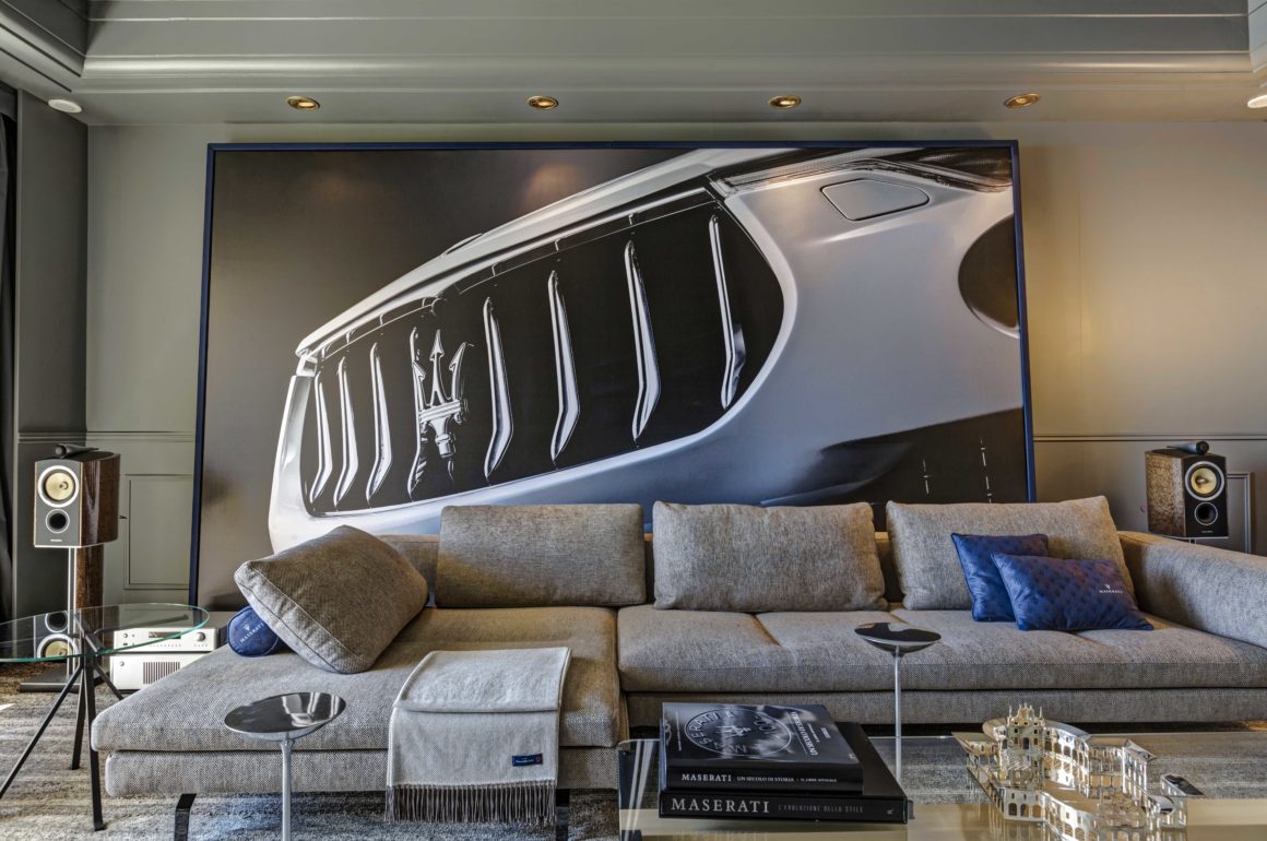 The Maserati Suite interiors at Hotel de Paris