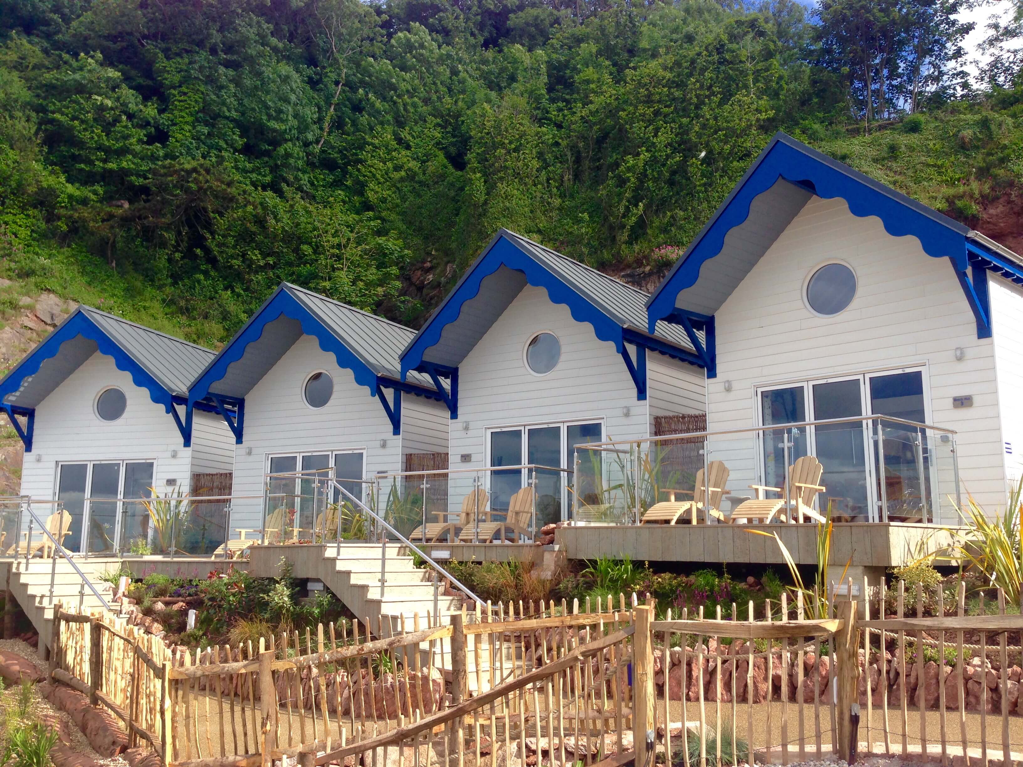 Cary Arms hotel luxury beach huts on Babbacombe Bay