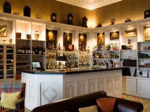 the library bar at Stapleford Park country hotel