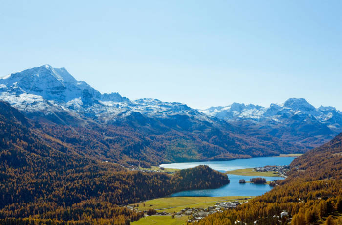 A landscape scene of summer in the Swiss alps