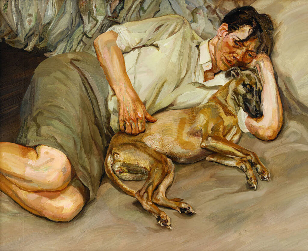 Lucian Freud painting of Susanna Chancellor and his dog, Pluto on display in Berlin