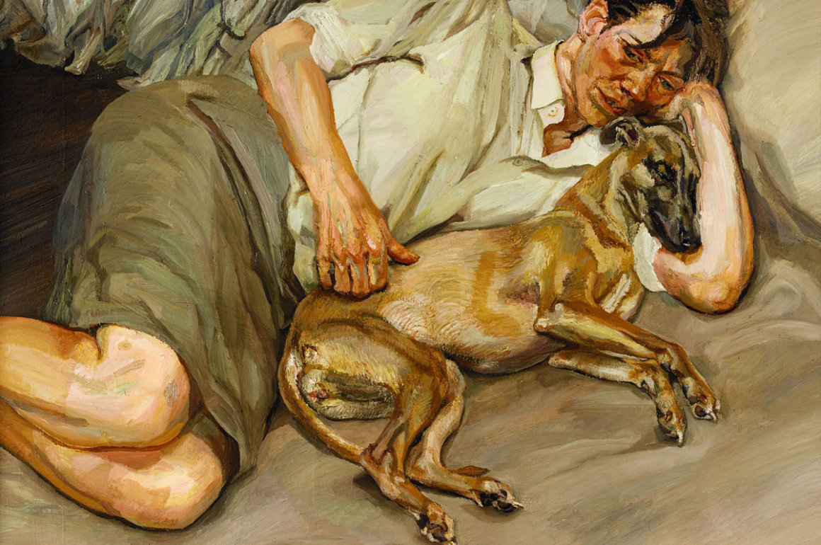 Lucian Freud painting of Susanna Chancellor and his dog, Pluto on display in Berlin