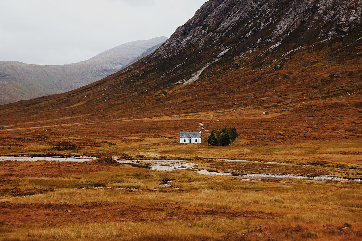 Remote village of Glencoe in Scotland