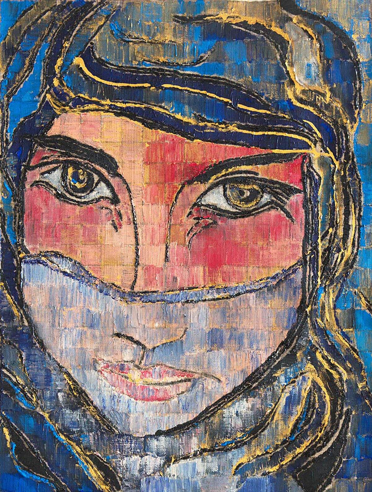 mosaic style portrait of a Berber woman by Ghizlan El Glaoui 