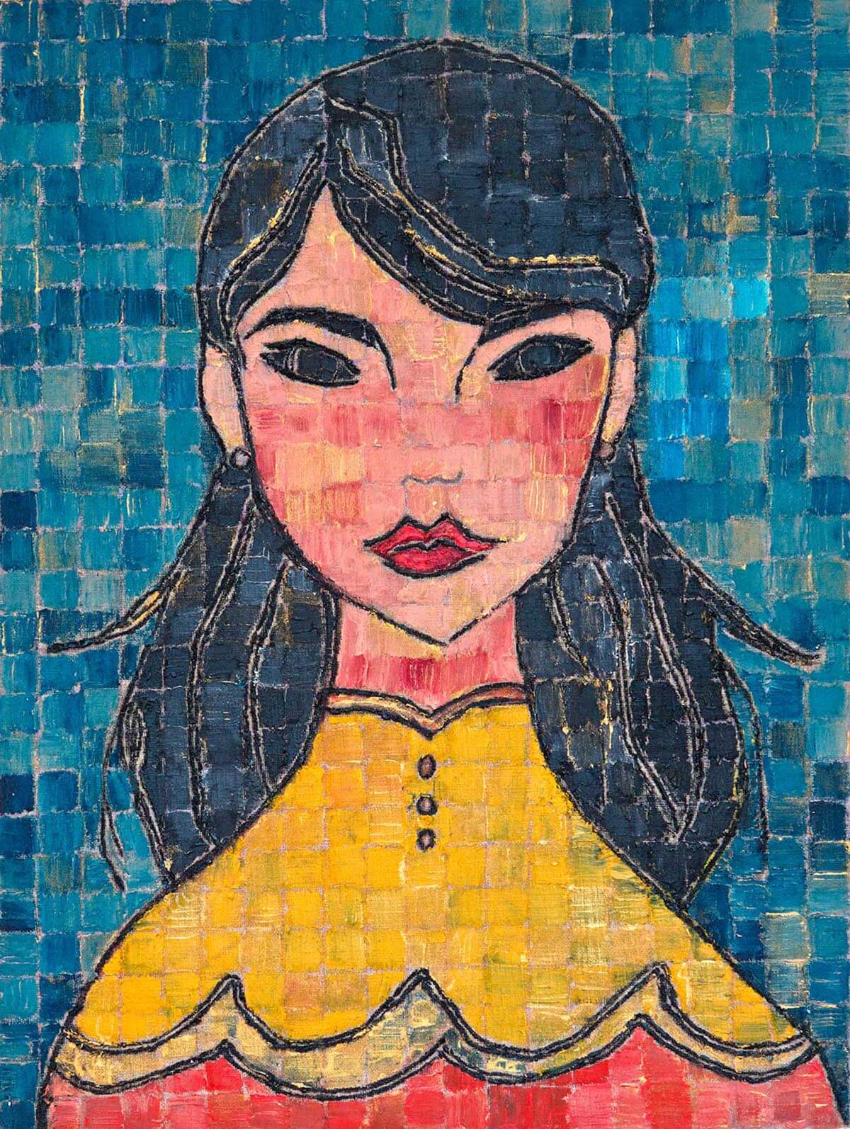 Portrait of a woman by Moroccan artist Ghizlan El Glaoui 