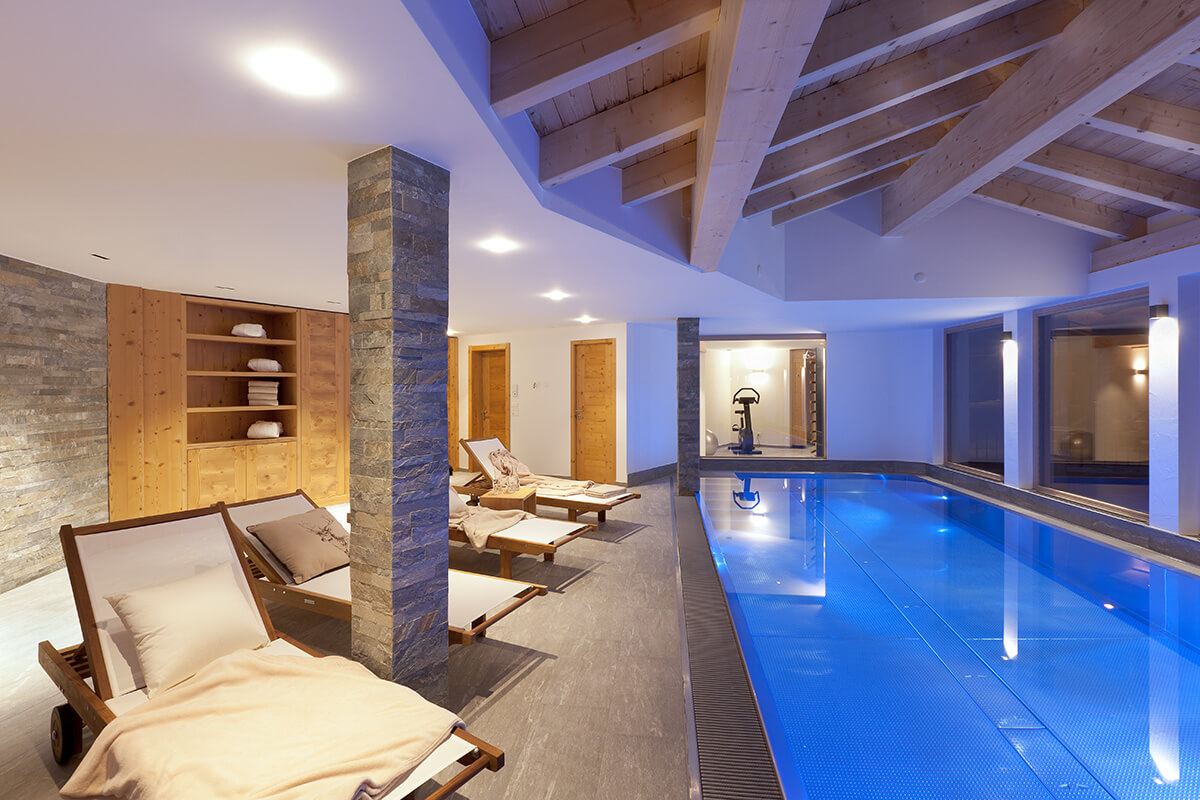 private pool at luxury chalet Banja in Zermatt, switzerland