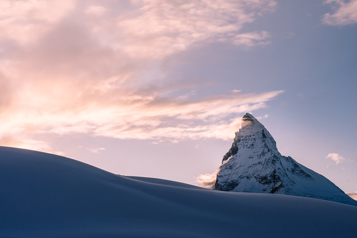 Matterhorn mountain at sunset in Zermatt, Switzerland