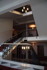 Staircase detail photograph at the Waldhaus Sils five star hotel