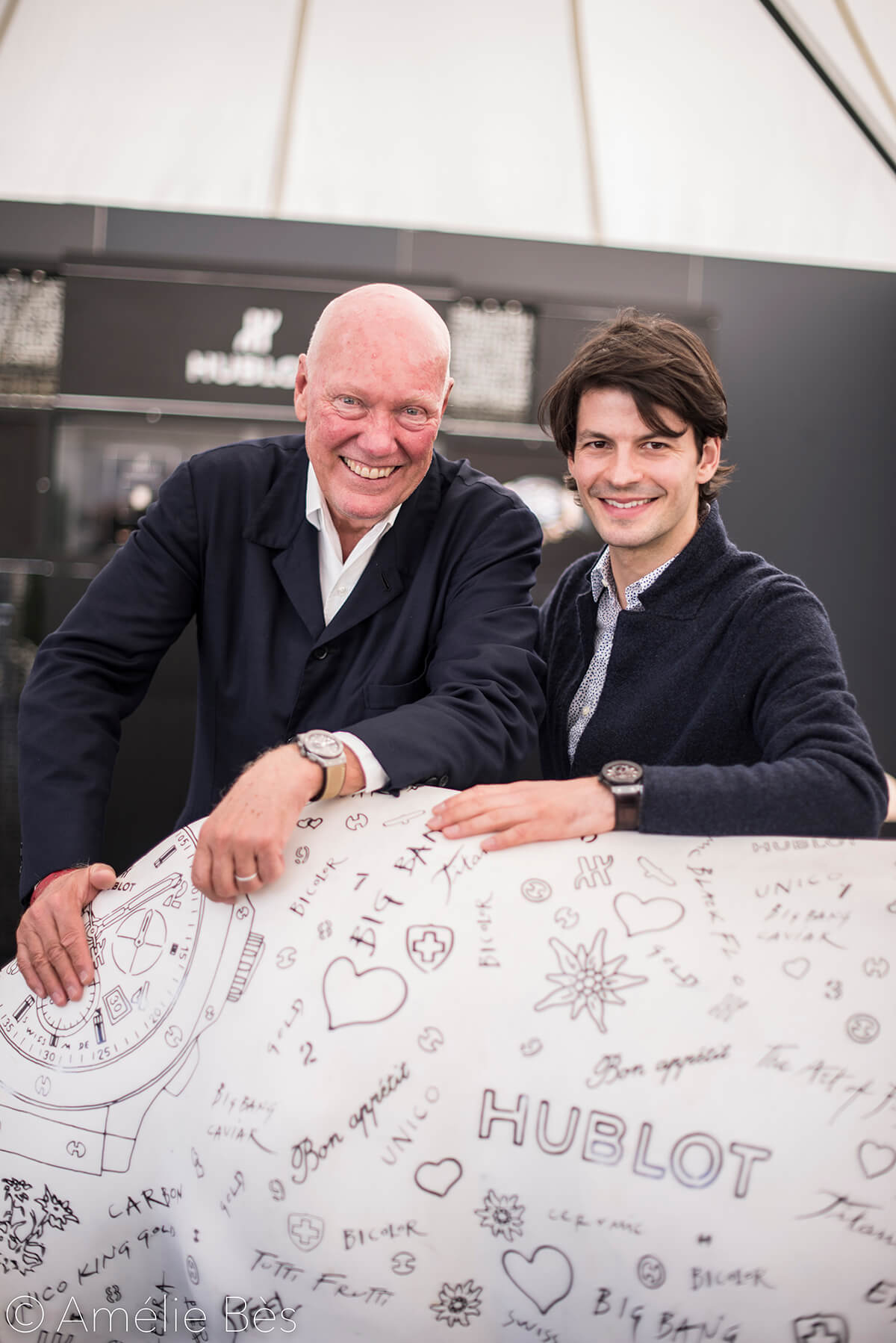 Stéphane Lambiel pictured with Jean-Claude Biver at the Polo Gold Cup in Gstaad, a Hublot luxury experience 