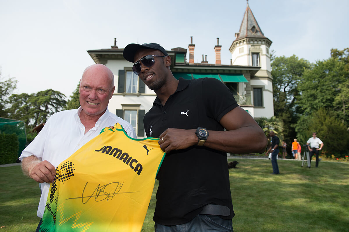 Chairman of Hublot Jean-Claude Biver believes in making luxury an experience, pictured here with athlete Usain Bolt