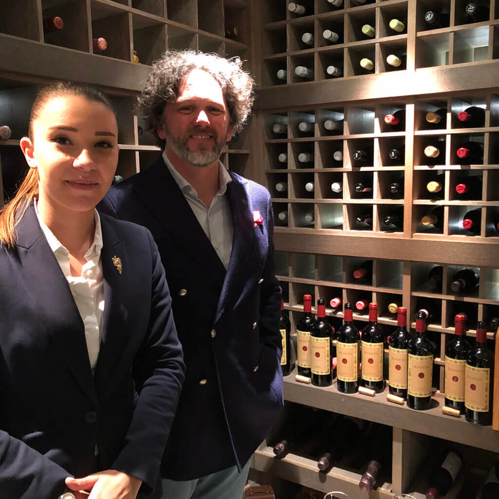 Masseto's vineyard director Axel Heinz in a wine cellar
