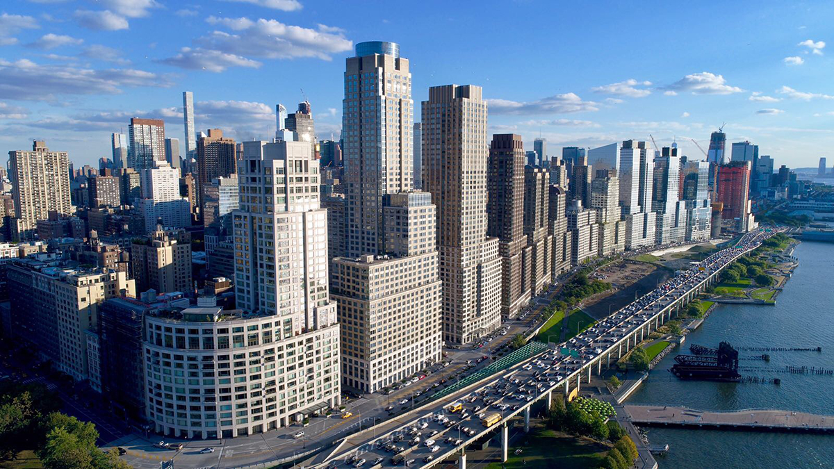 Skyline view of Manhattan Upper West Side, luxury neighbourhood