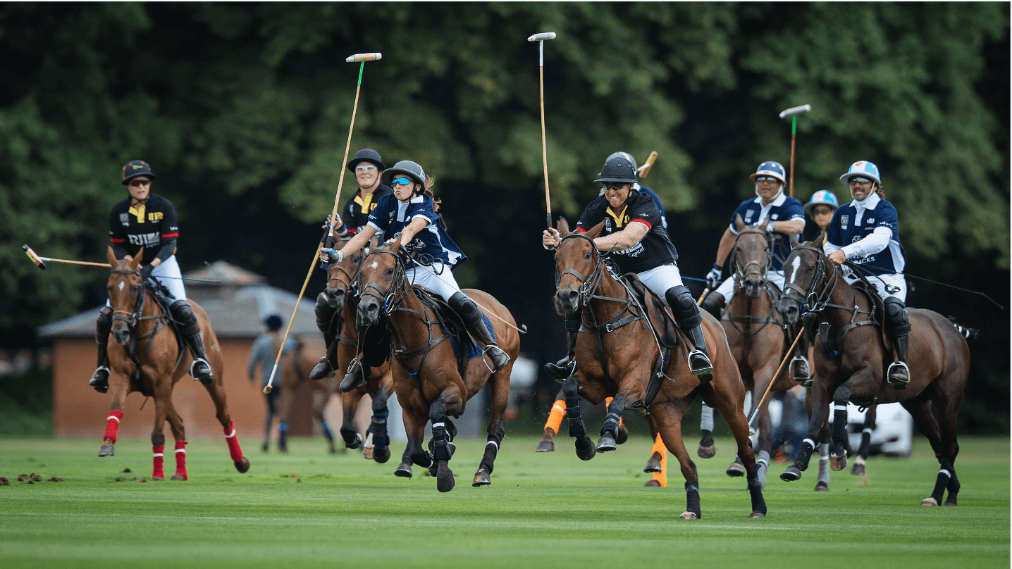 polo players in action on the field