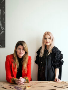 Colour portrait of founders of womenswear label Brøgger 