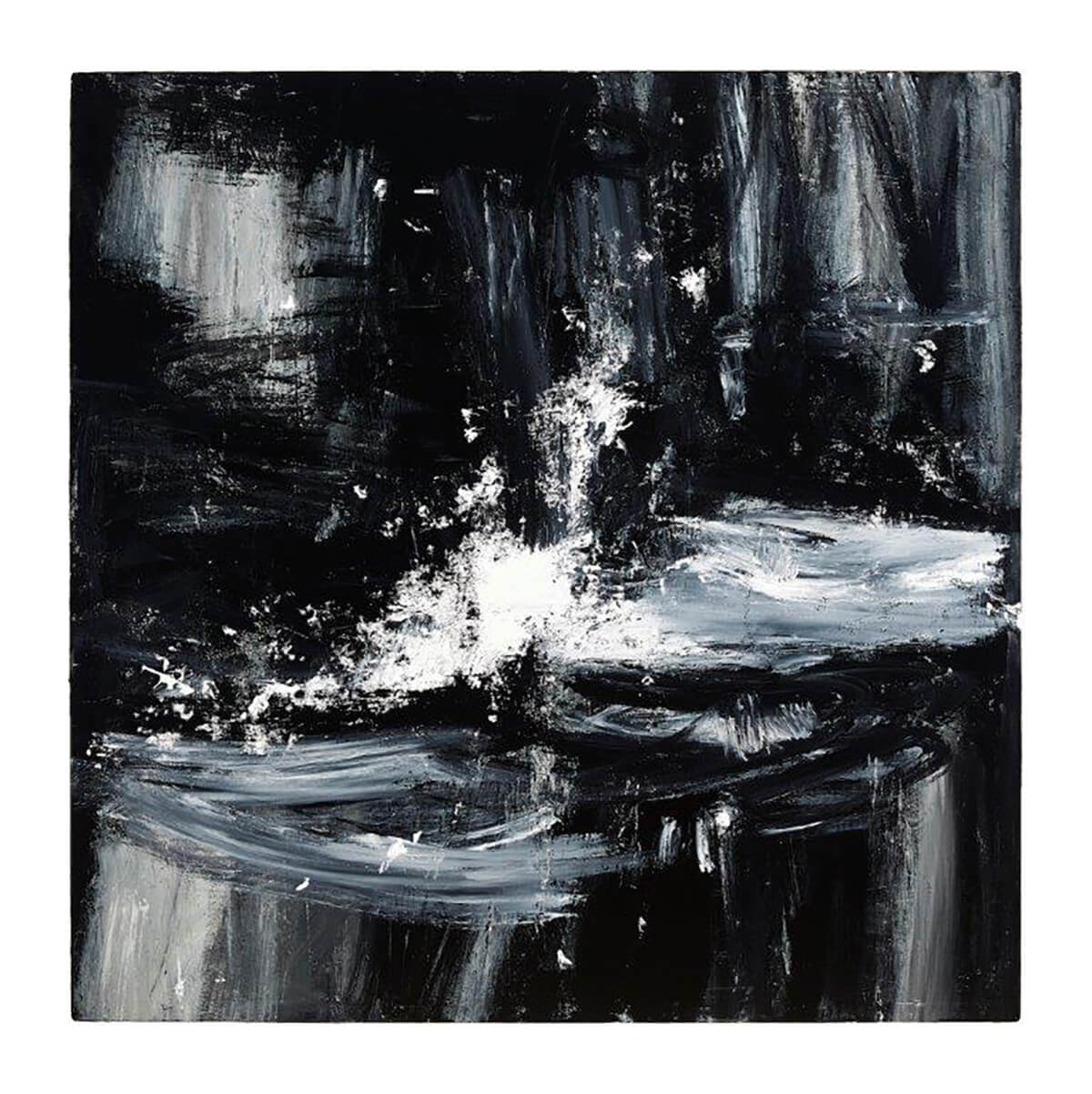 Abstract black and white painting by british artist John Virtue