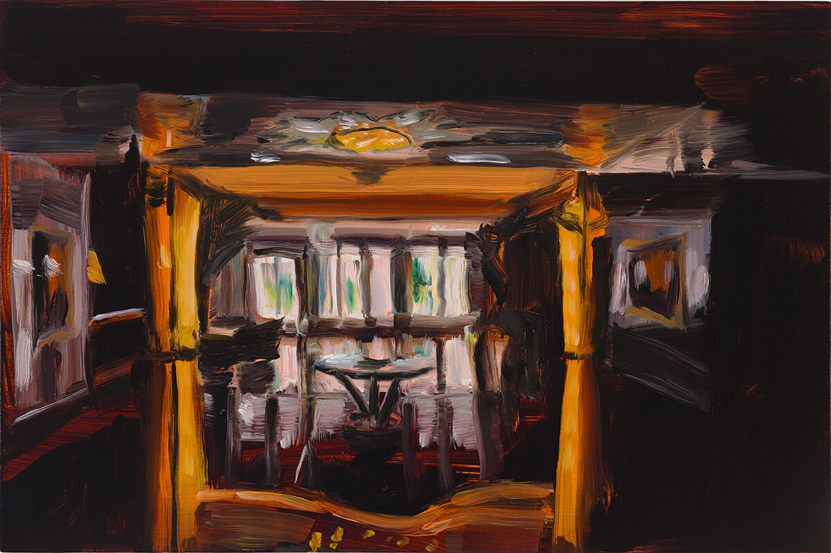 Painting of a foyer room by British artist Anna Freeman Bentley