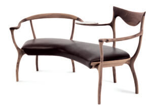 Iconic modernist style curved bench with minimalist features