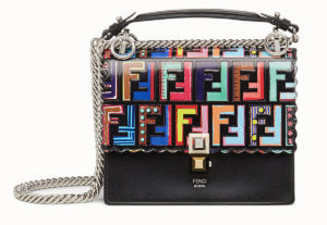 Mulitcolour leather by Fendi with additional chain strap