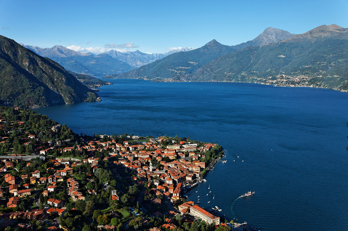 Aerial image of Menaggio village on Lake Como, Italy