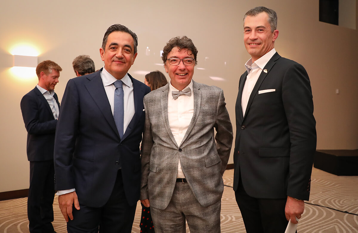 Owner Javad Marandi attends opening of hotel Chais Monnet in southwestern France along with Cognac Mayor and the hotel manager