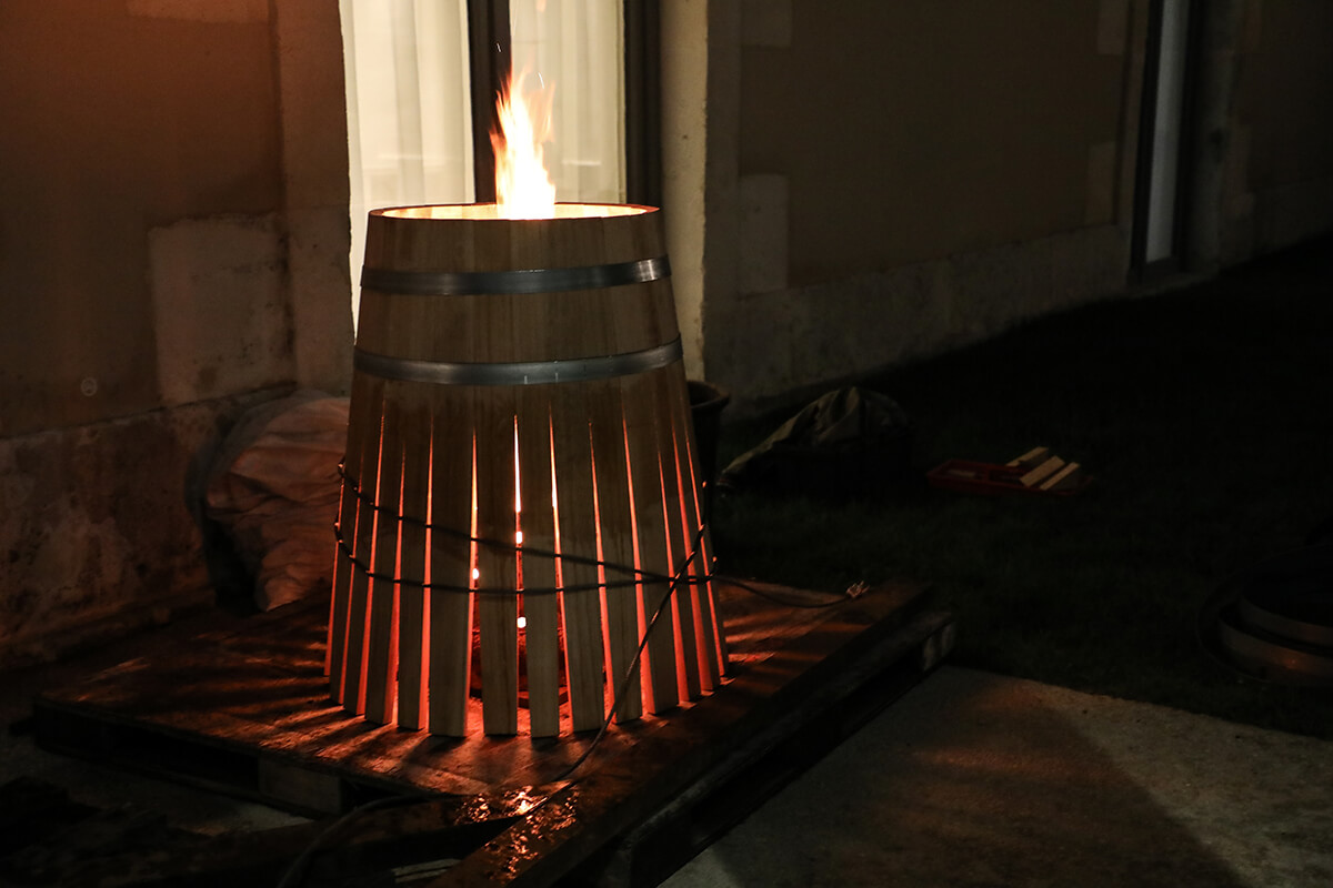 Making of an oak barrique at the opening ceremony of Chais Monnet