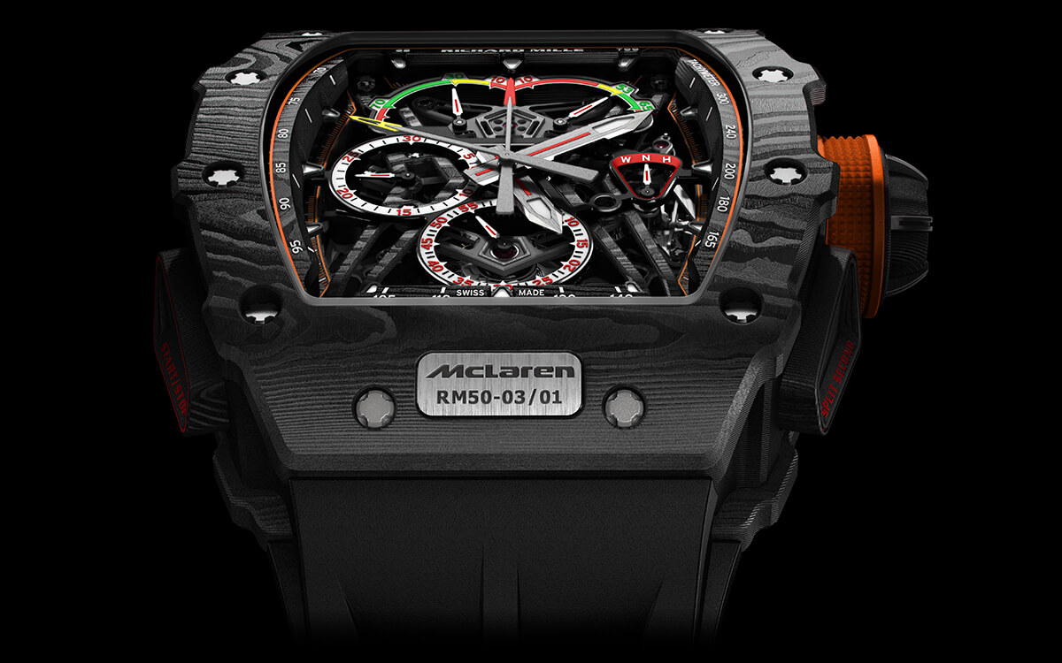 Luxury timepiece by Richard Mille in partnership with McLaren