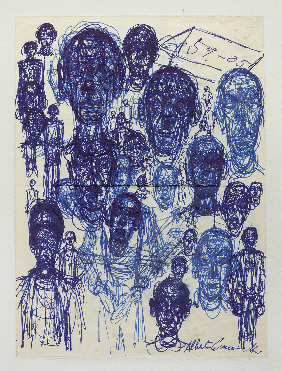 a biro sketch by renowned swiss artist Alberto Giacometti 