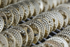 Stacked watch plates during the manufacture process