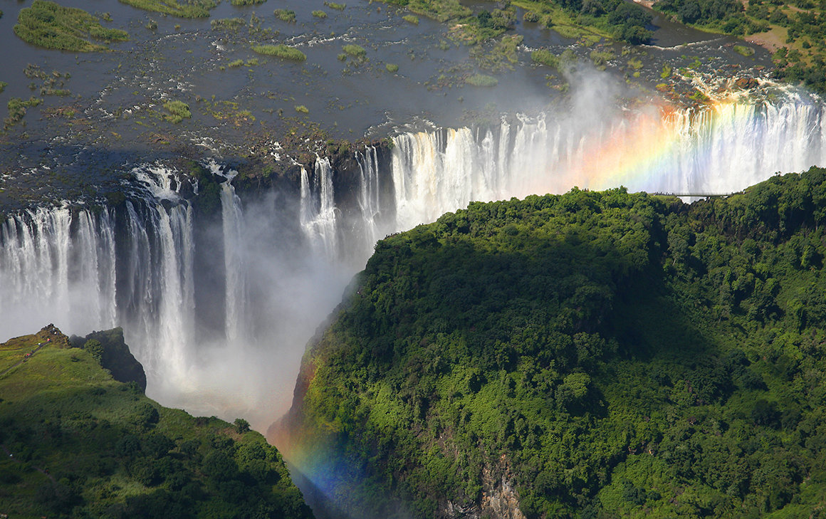 Aerial shot of Victoria Falls in Zimbabwe, Africa