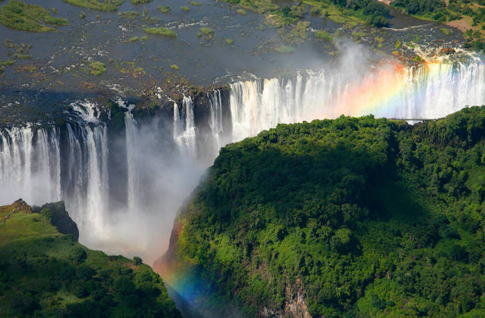 Aerial shot of Victoria Falls in Zimbabwe, Africa
