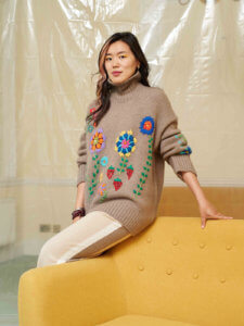 Portrait of designer Mongolian designer Mandkhai Jargalsaikhan, founder of MANDKHAI luxury cashmere brand