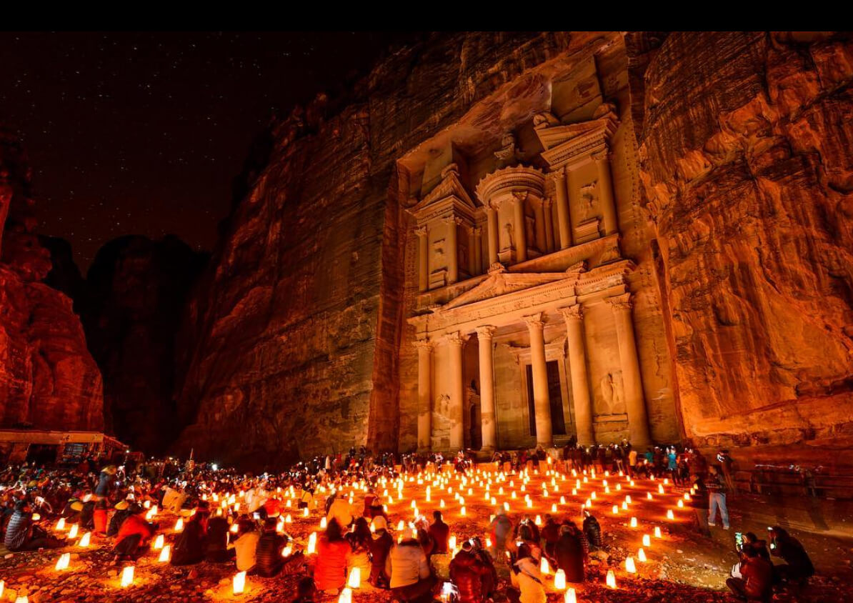 An image of a candlelight ceremony at Petra, Jordan