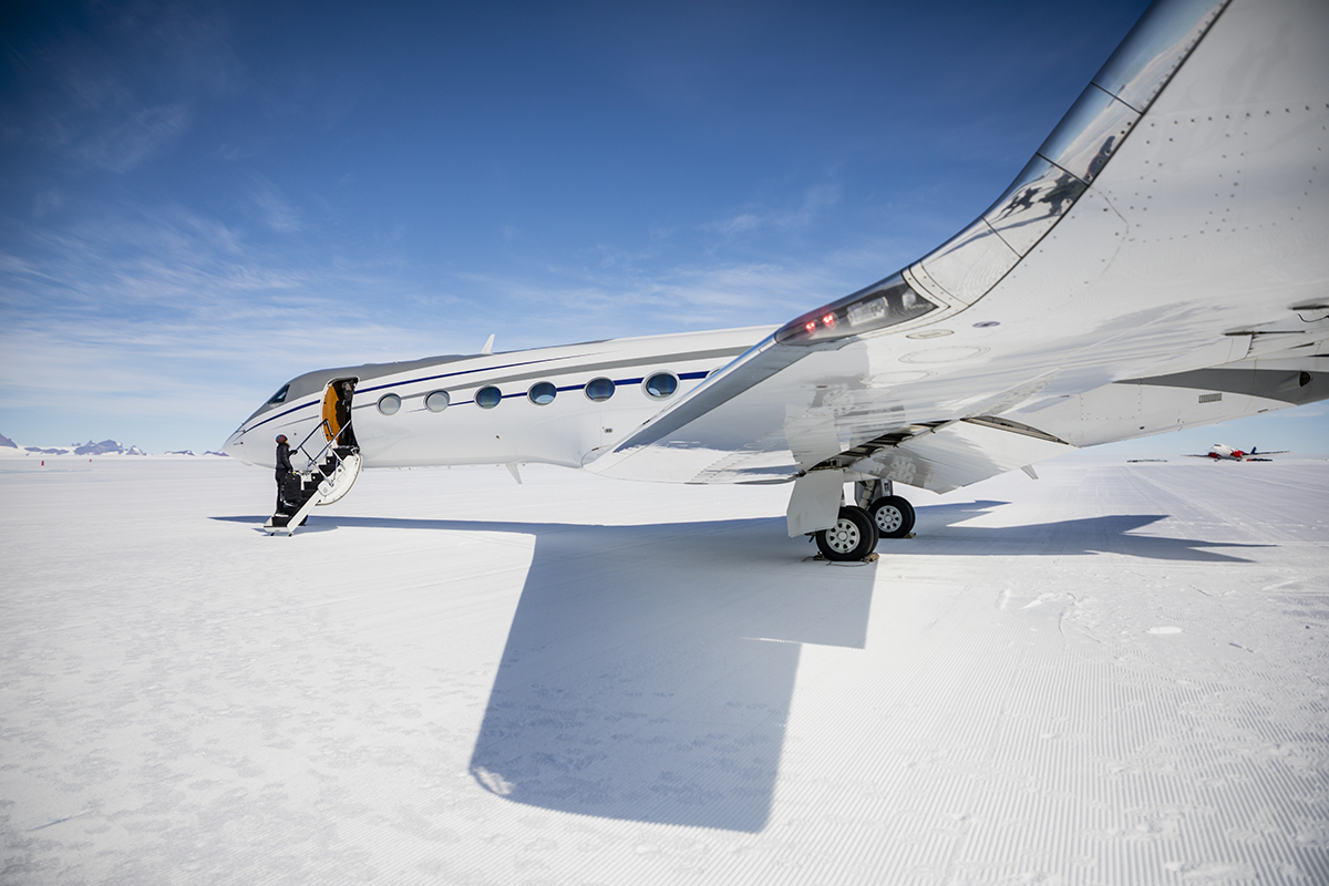 Private plane landed on the snow