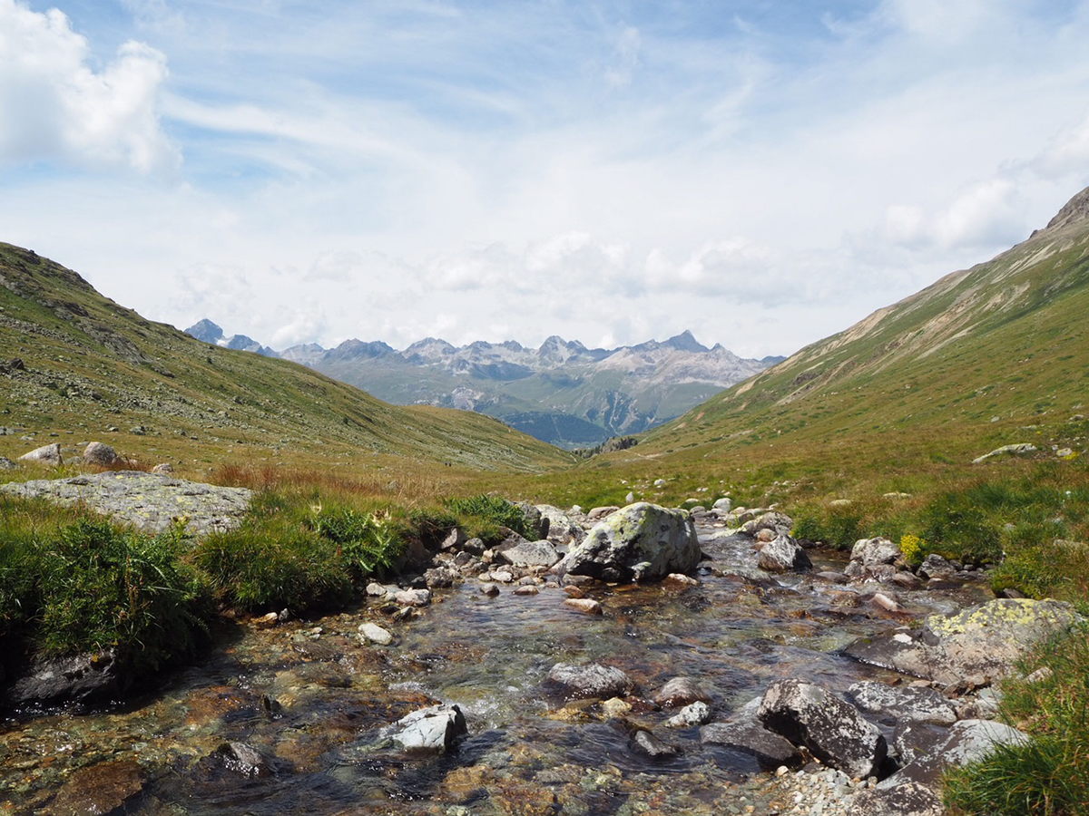 Landscape photograph in the Swiss Engadine valleys at summer