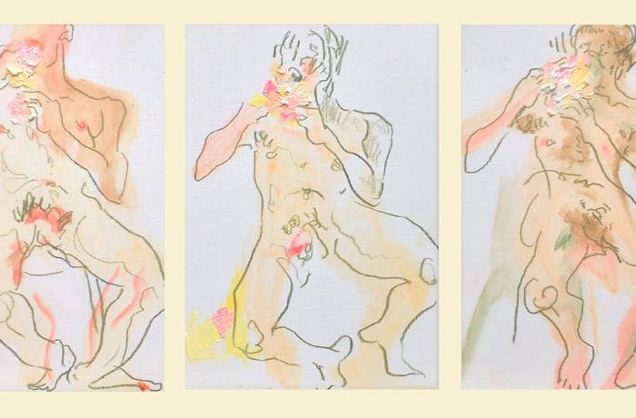 A triptych of three male nudes