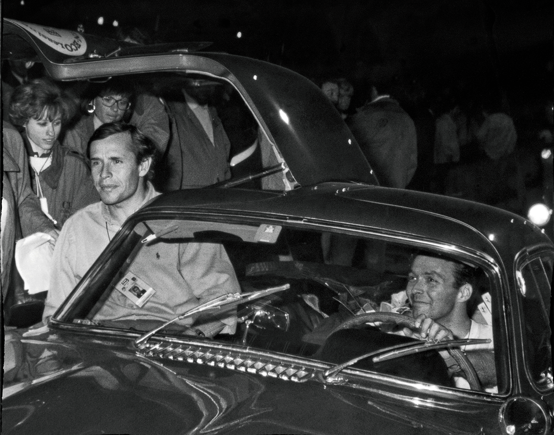 Vintage photograph of famous racing driver Jacky Ickx waiting at starting line