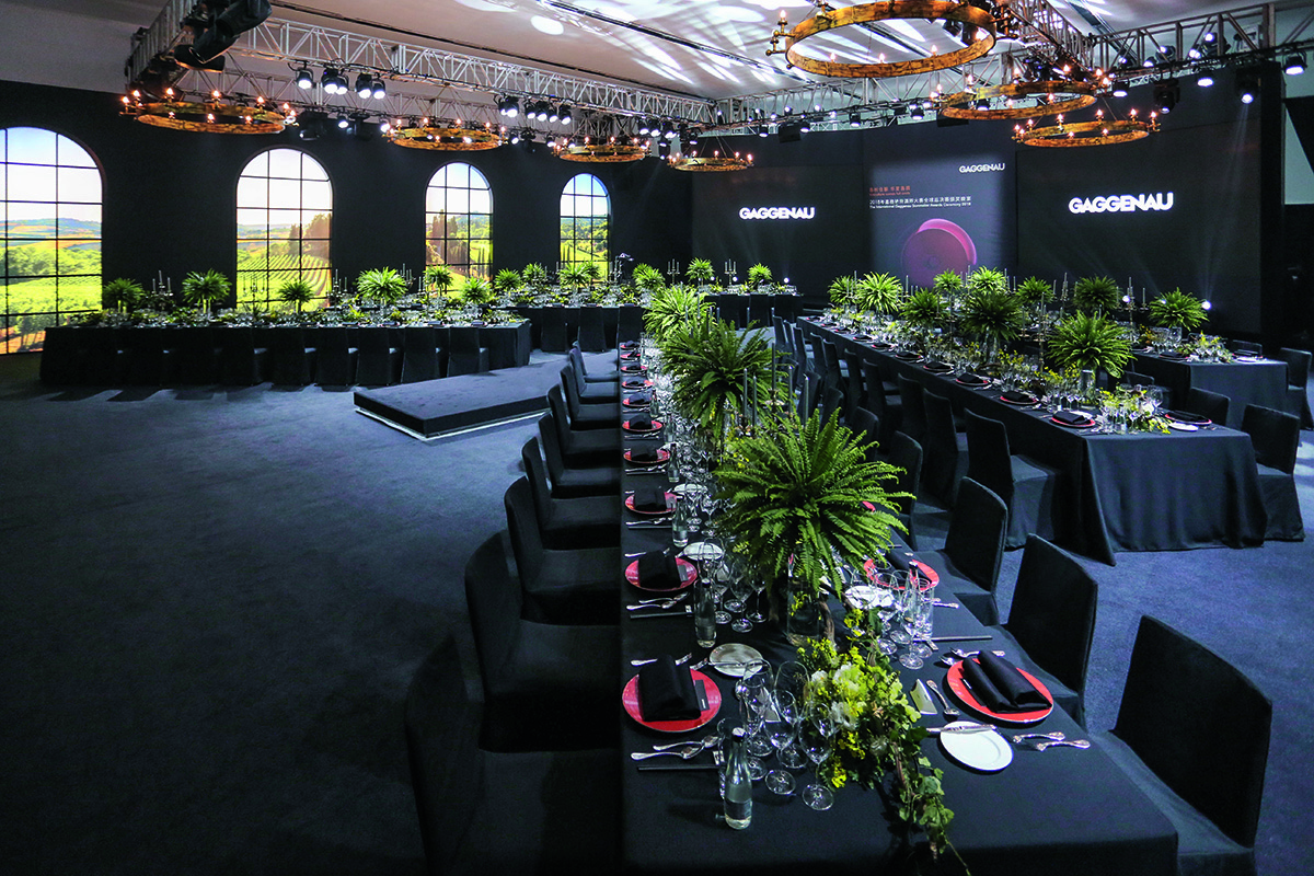 Gaggenau formal dinner layout with black table dressing