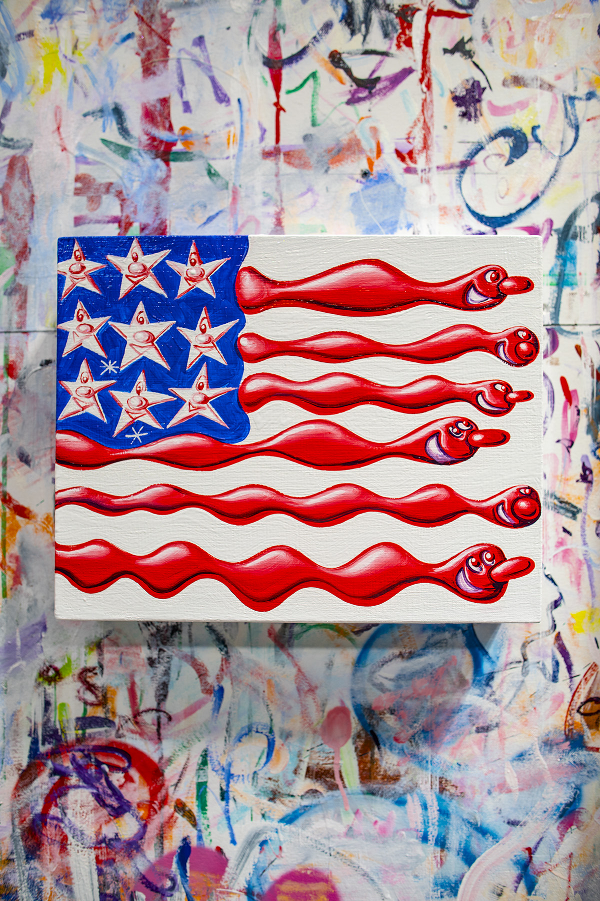 Pop art version of the american flag by artist Kenny Scharf