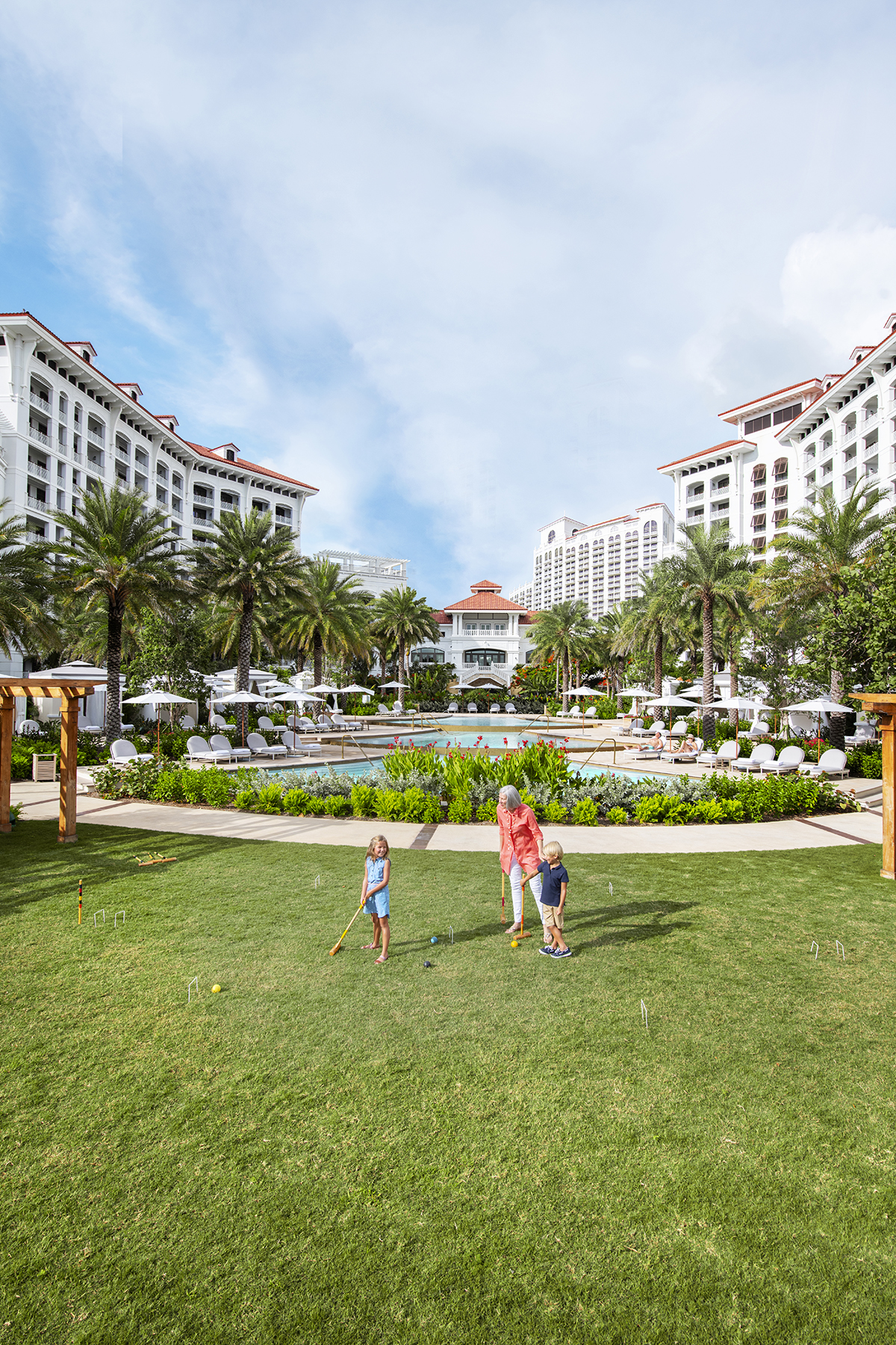 Public space of a large holiday resort