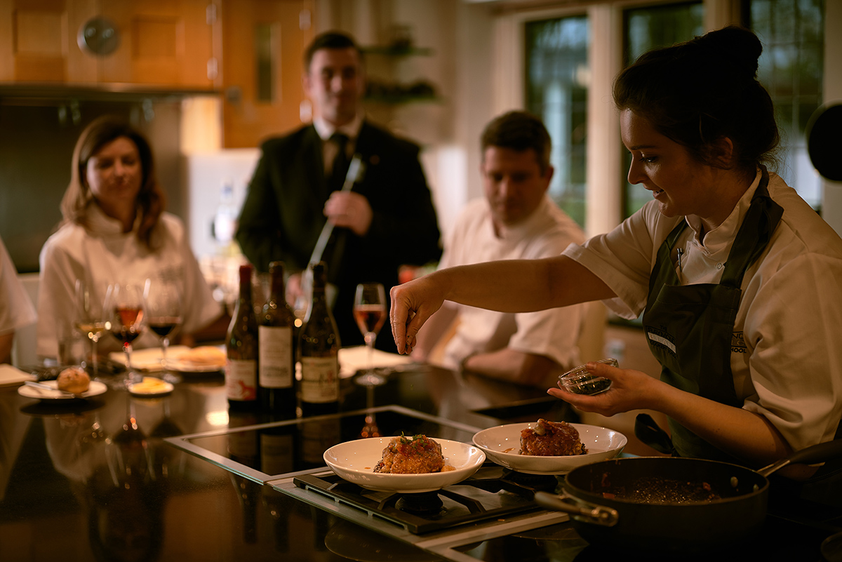 Cookery class inside a modern kitchen