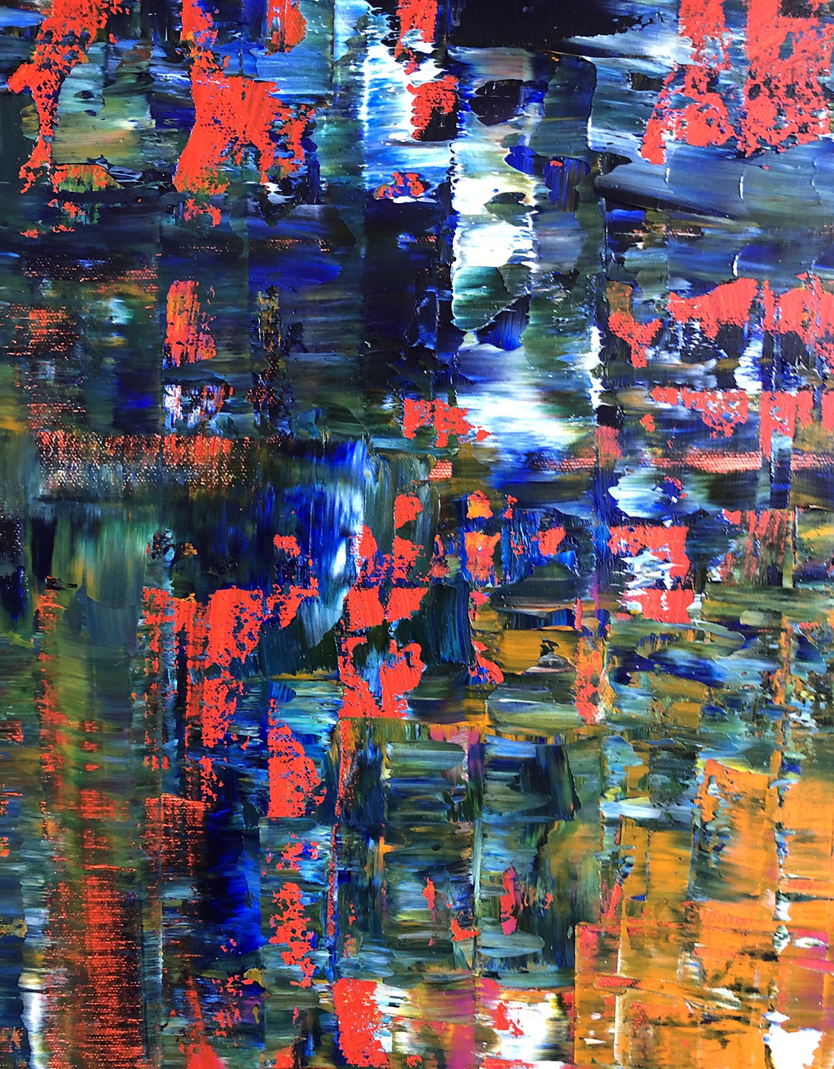 Close up detail image of abstract colourful painting