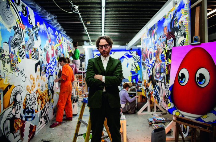 Artist Philip Colbert pictured in his London studio