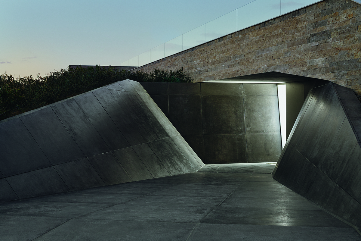 Contemporary concrete architectural entrance way to a building