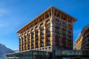 Exterior of a building designed as a large chalet