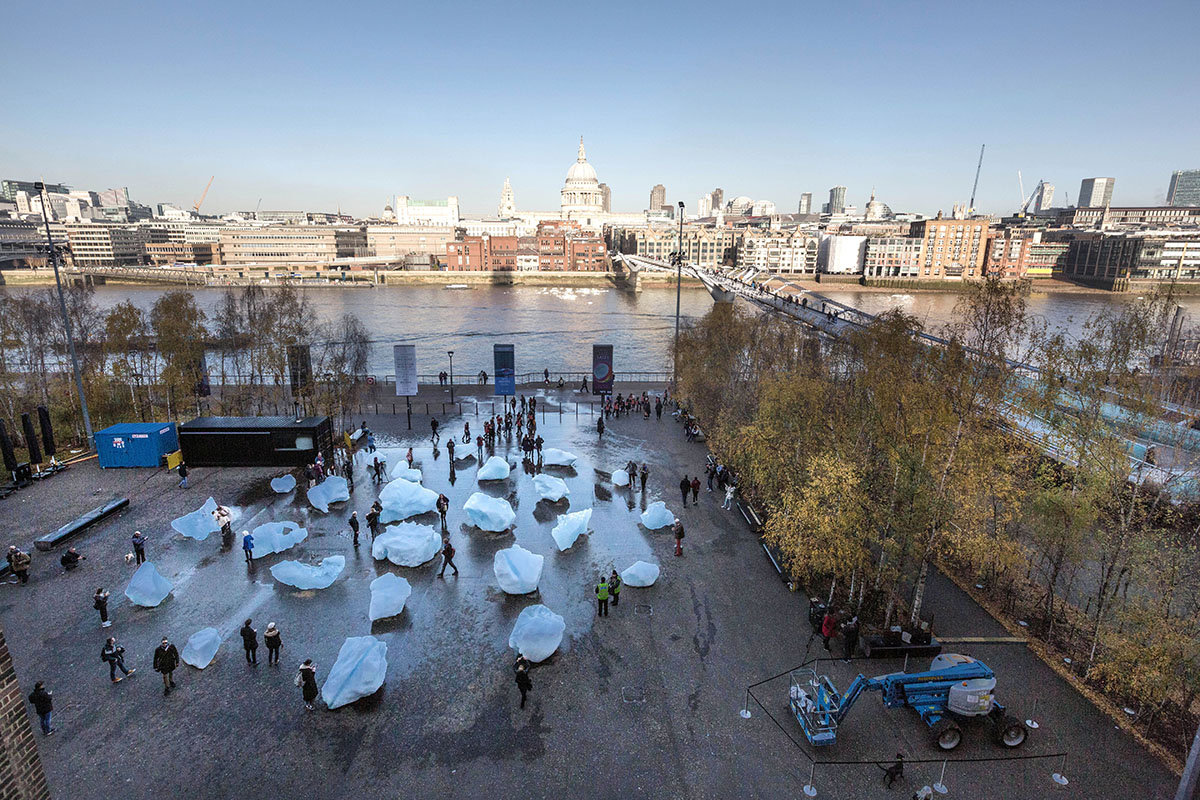 Ice cubes lying outside the tate modern in london