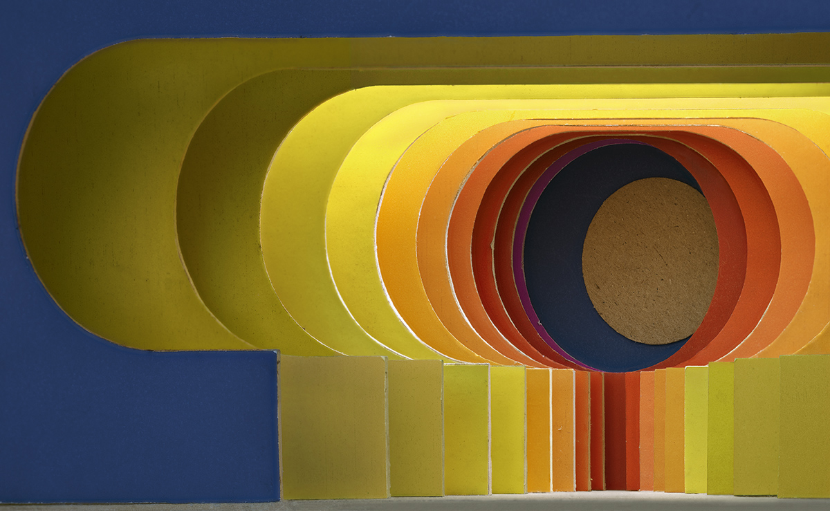 Photograph of abstract bright geometric colours
