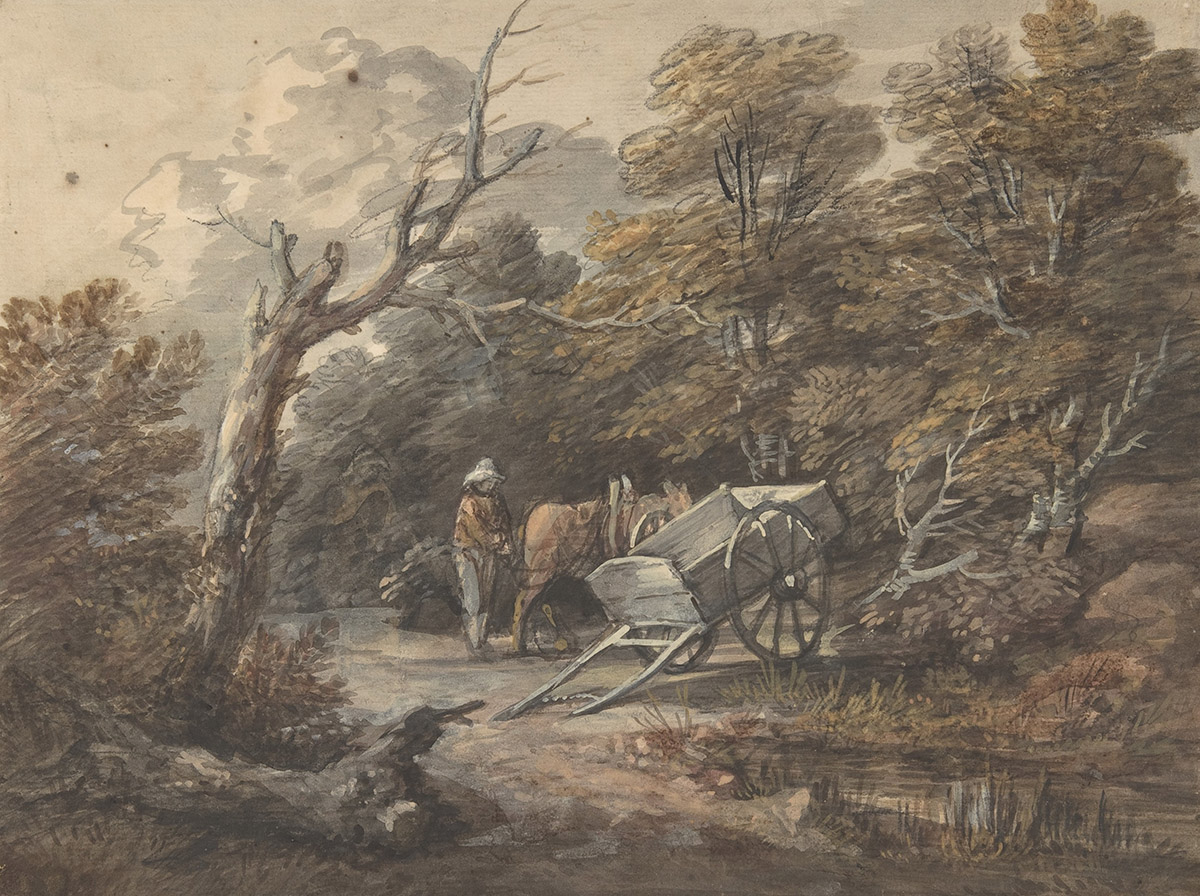 Watercolour painting of horse and cart by Thomas Gainsborough