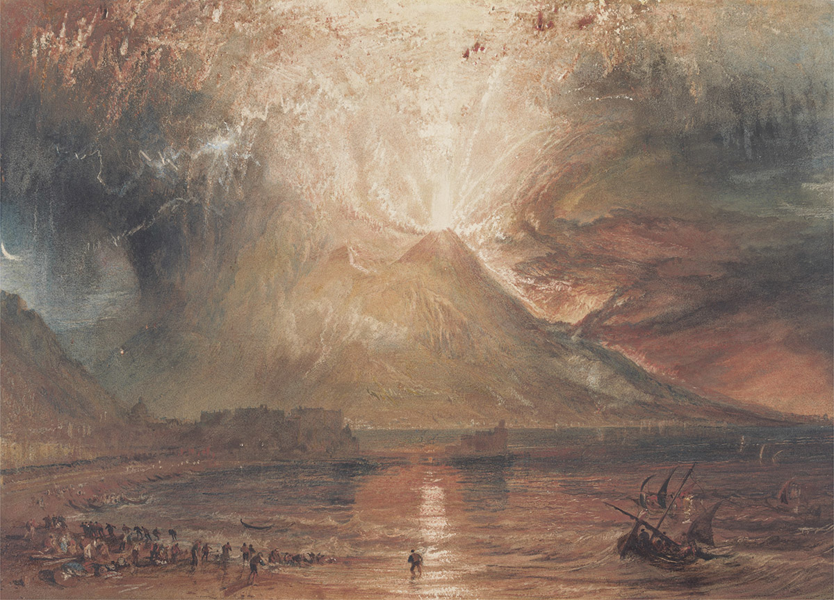 Painting of erupting volcano