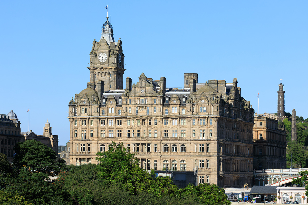 Facade of a grand mansion house 