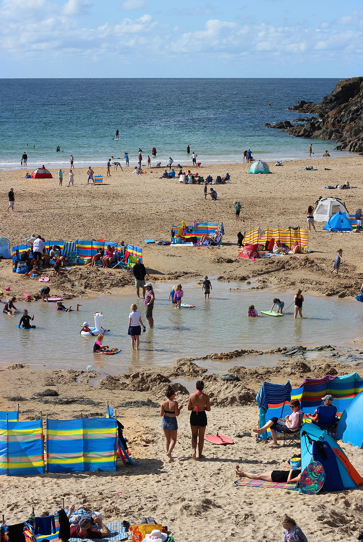 English beach scene in the summertime